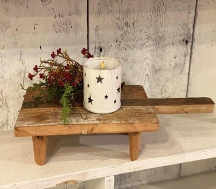 Metal White Washed Votive Holder With Stars