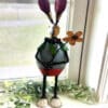 Recycled Metal Rabbit W/Flower