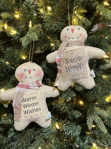 Set/2 Snowman Ornaments – Warm Winter Wishes, Snow Happy