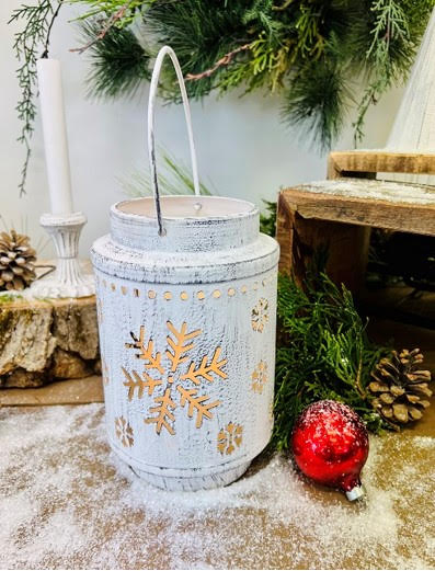 Snow Flurry Metal Lantern