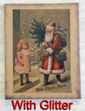 11” x 14” Old Tyme Santa With Girl Canvas