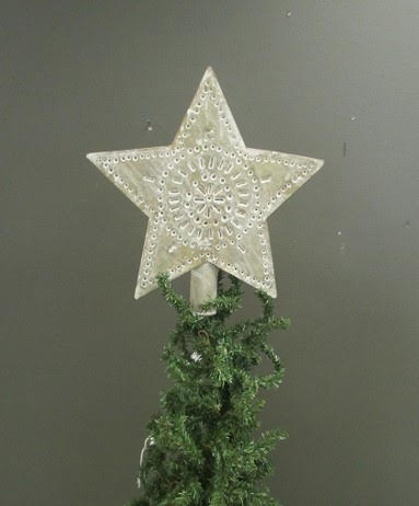 5” Punched Tin White Washed Tree Topper