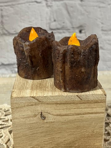 Burnt Mustard Mini Dipped Timer Votive, Set/2