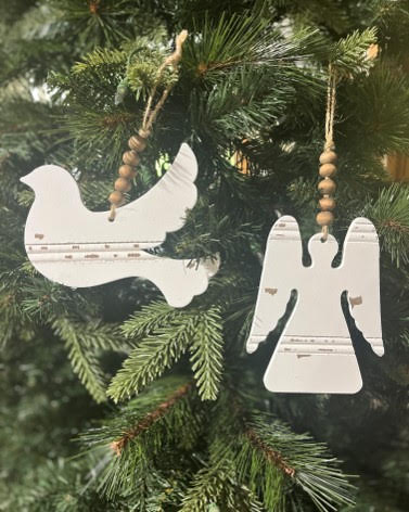 Dove & Angel Beaded Chippy Ornament Set