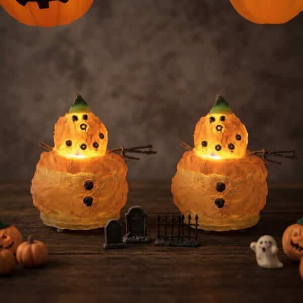Pumpkin Tea Light W/Timer / Set of 2