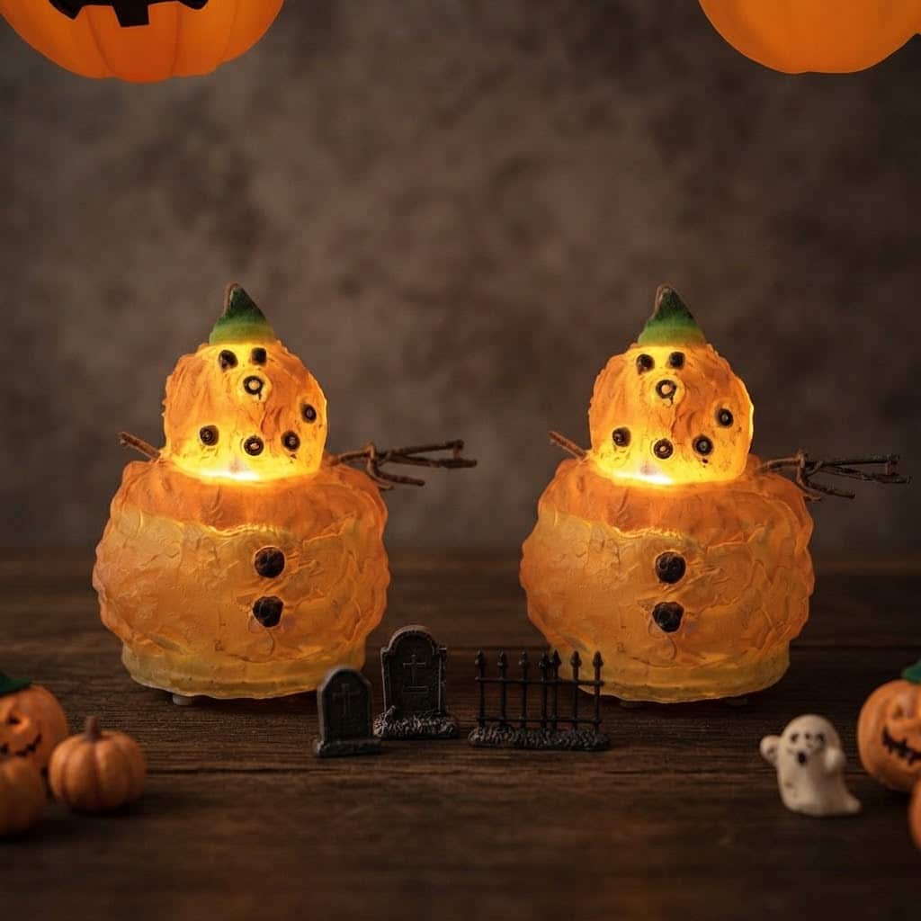 Pumpkin Tea Light W/Timer / Set of 2