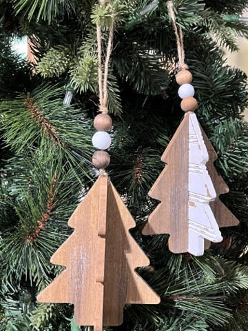 Wood Puzzle Tree Ornament, Set/2