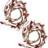 1.5” Red & Cream Pip Berry Candle Ring, Set/2