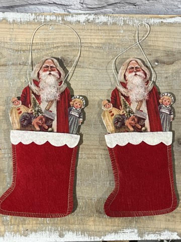 10” Dummy Board Santa w/Toys In A Stocking, Set/2