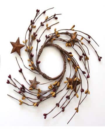 2.5” Rusty Stars w/Burgundy & Mustard Pip Berries