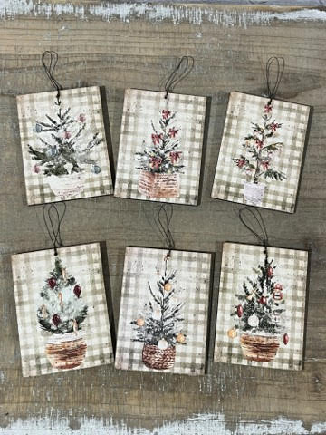 Handmade Xmas Tree Ornament, Set/6