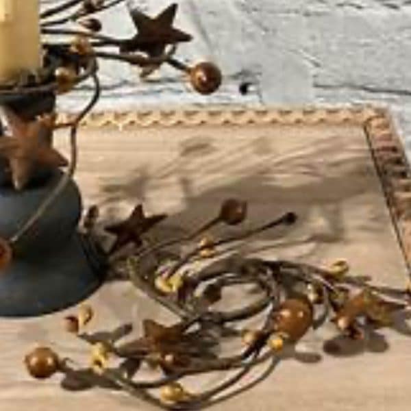 1” Rusty Stars & Tan Pip Berry Candle Ring, Set/2