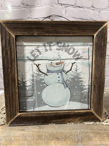 Jan Michaels Rustic Wood Framed Print, Let It Snow