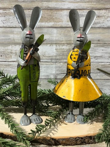 Recycled Metal Lucy or Larry Rabbit with Carrot
