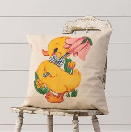 Vintage Duck or Bunny Pillow, 18” x 18”