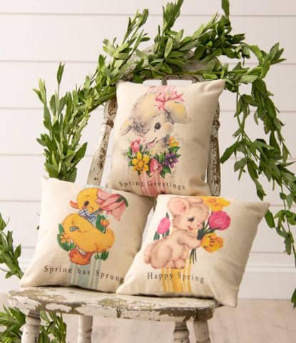 Vintage Spring Greetings Pillow Set