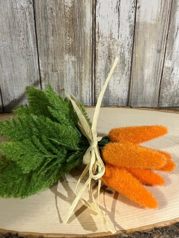 8” Flocked Orange Cluster of 6 Carrots