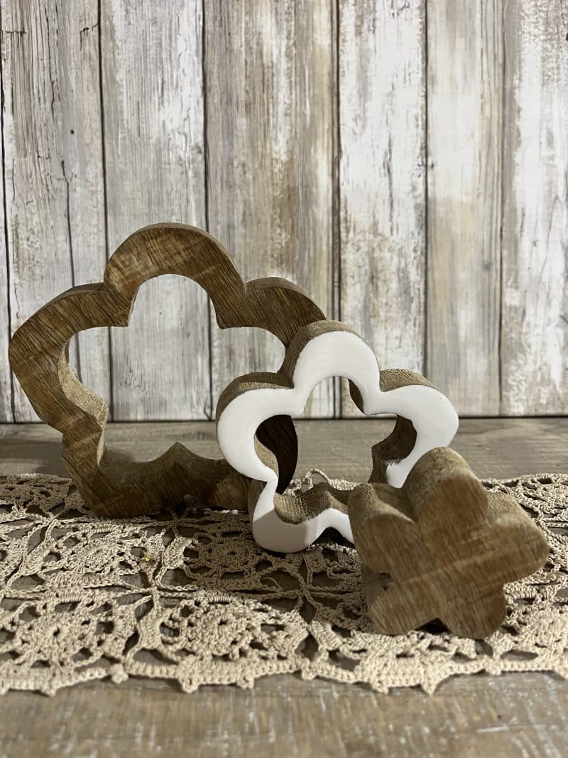 3Pc Mango Wood Block Set, Squirrel, Butterfly, & Daisy Flower - Image 3