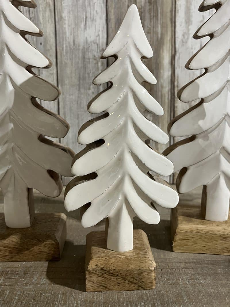 Wooden Trees W/White Enamel, Set/3 - Image 2
