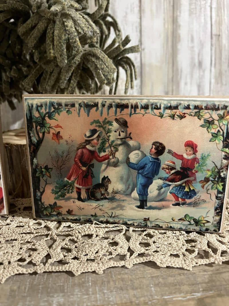 Vintage Santa & Children Blocks, Set/2 - Image 2