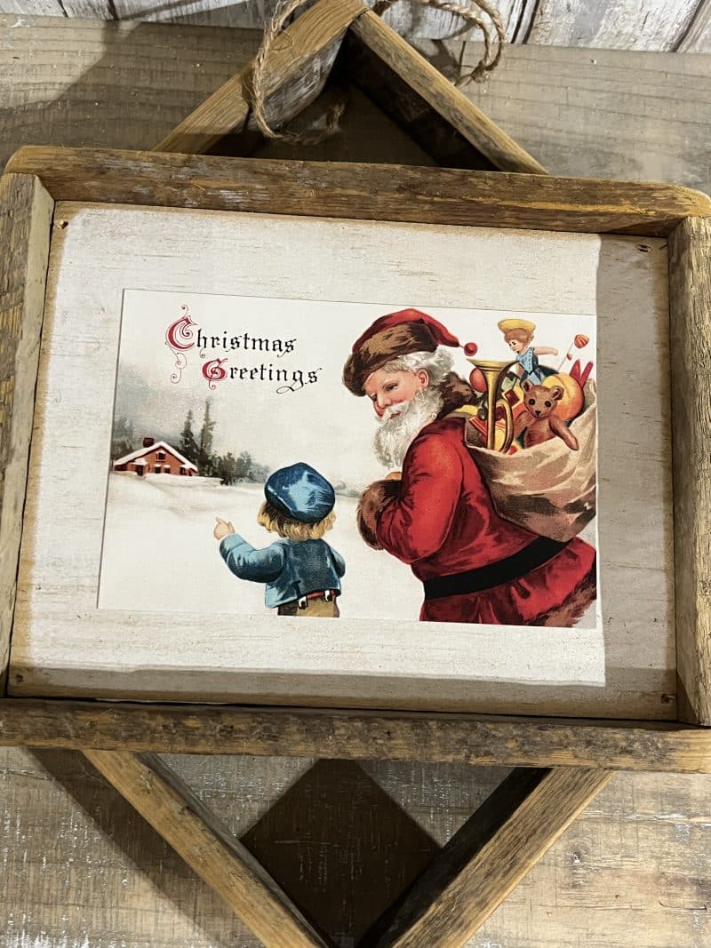 Lath Diamond Photo Frame, Vintage Santa - Image 2