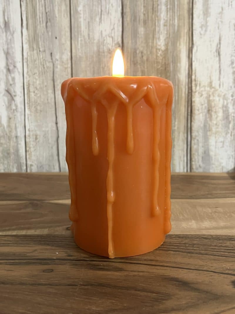 4" Ragon House Orange 3D Flame Pillar Candle - Image 2