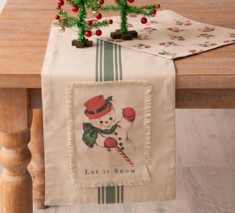 Vintage Snowman Reversible Table Runner
