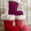 8” Flocked Santa Boot