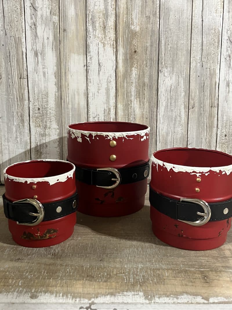 Set of 3 Metal Santa Planters - Image 3