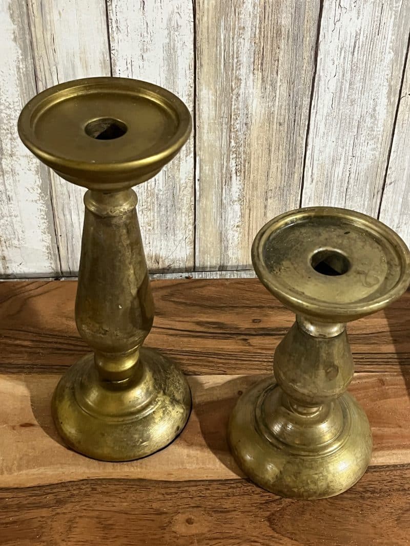 Aged Brass Candle Holders Set of 2 - Image 3
