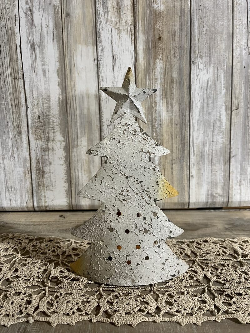 Antique Tin Tree Tea Light Holder - Image 3