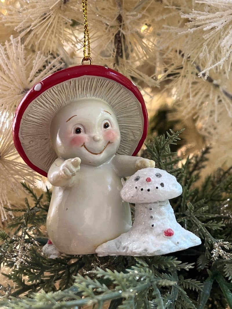 Kurt Adler Merry Little Mushrooms Having Fun With Snow  Ornaments by Dean Griff  Set of 2 - Image 3