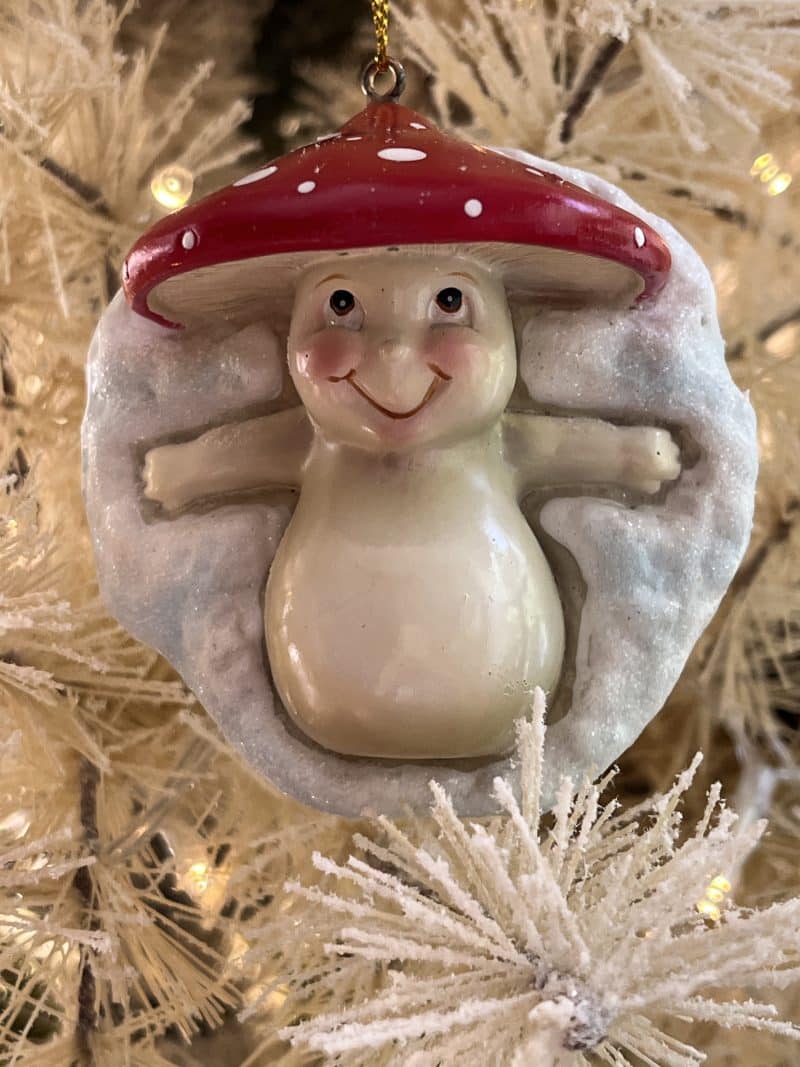 Kurt Adler Merry Little Mushrooms Having Fun With Snow  Ornaments by Dean Griff  Set of 2 - Image 2