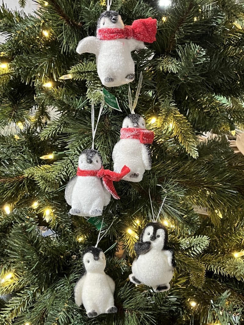Kurt Adler Flocked Penquin Ornament Set of 5