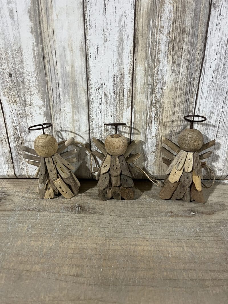 Driftwood Slice Angel Ornaments Set of 3 - Image 2