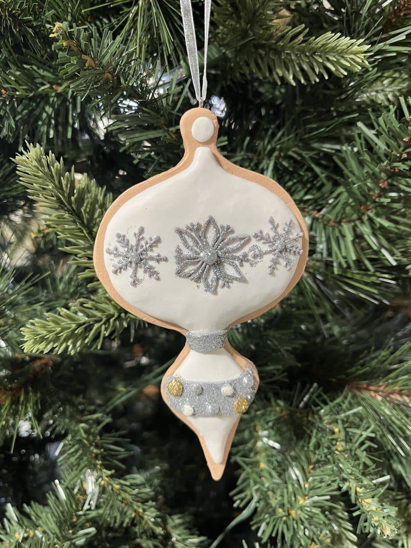 Set of Two Gingerbread White Royal Cookie Ornaments - Image 3