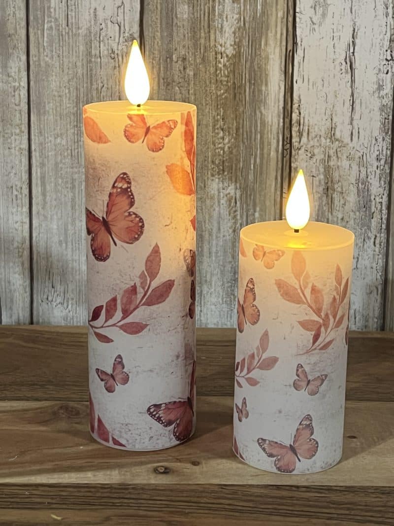 Apricot Breeze LED Timer Pillar Candles, Set of 2 - Image 3