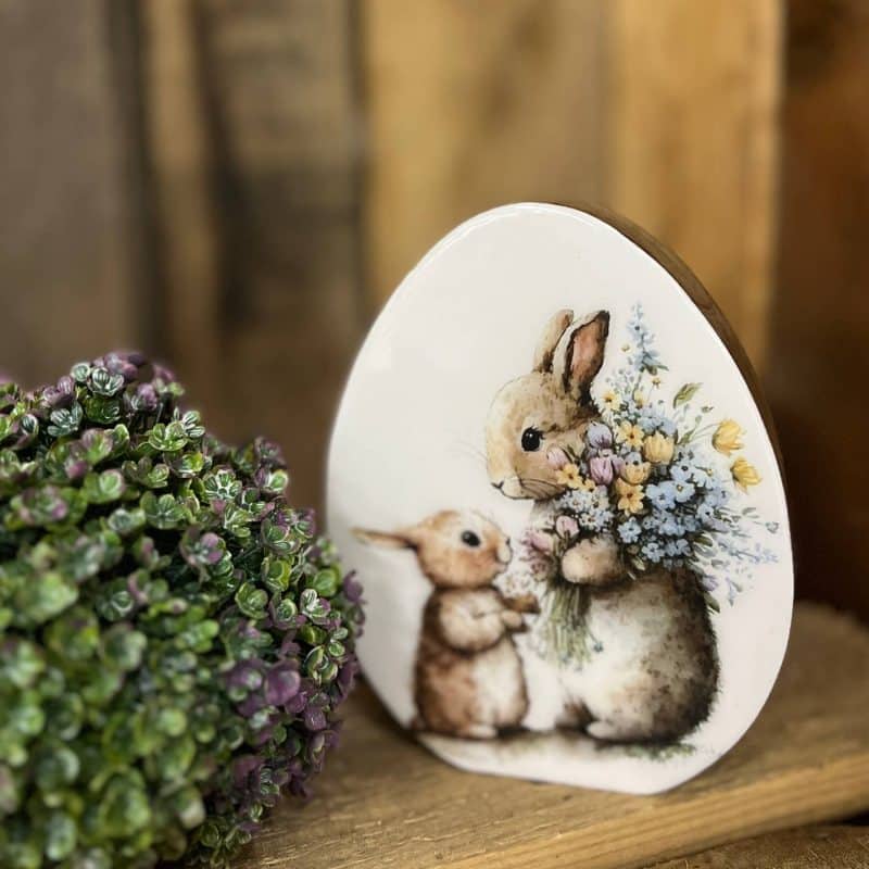 Enamel Print Wood Bunny and Egg Set - Image 5