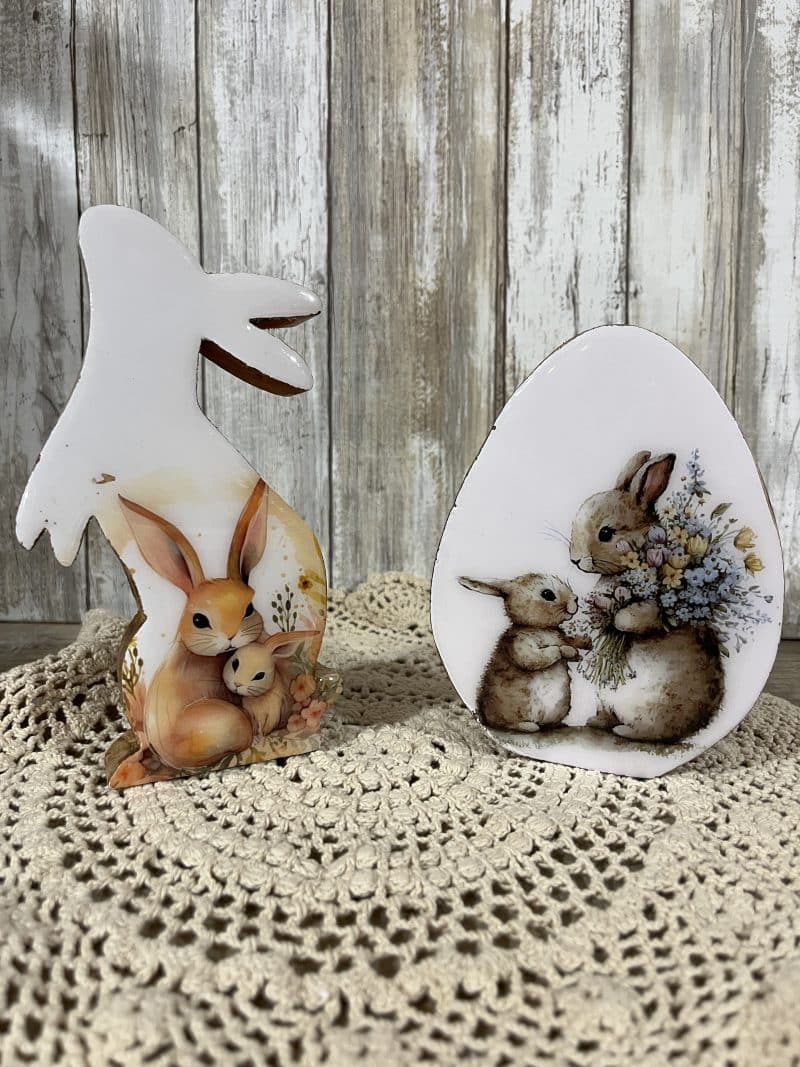 Enamel Print Wood Bunny and Egg Set - Image 3
