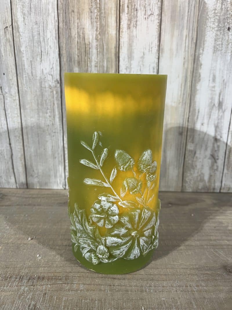 4" X 8" Green Pumpkin Fountain Pillar Candle