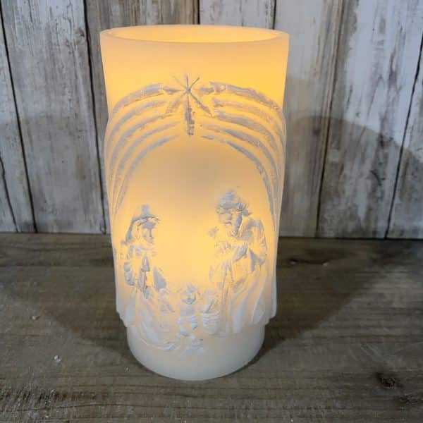 Alternative view of 4" X 8" Nativity Fountain Pillar Candle