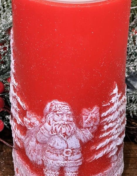 Alternative view of 4" X 8" Red Santa Fountain Pillar Candle