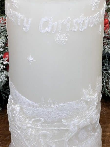 Alternative view of 4" X 8" White Sledding Fountain Pillar Candle