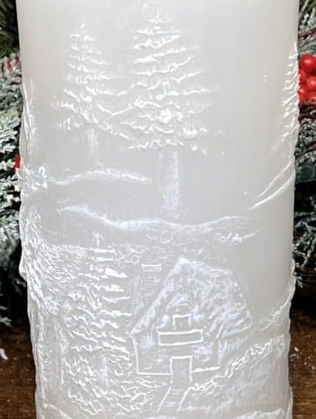Alternative view of 4" X 8" White Deer and House Fountain Pillar Candle