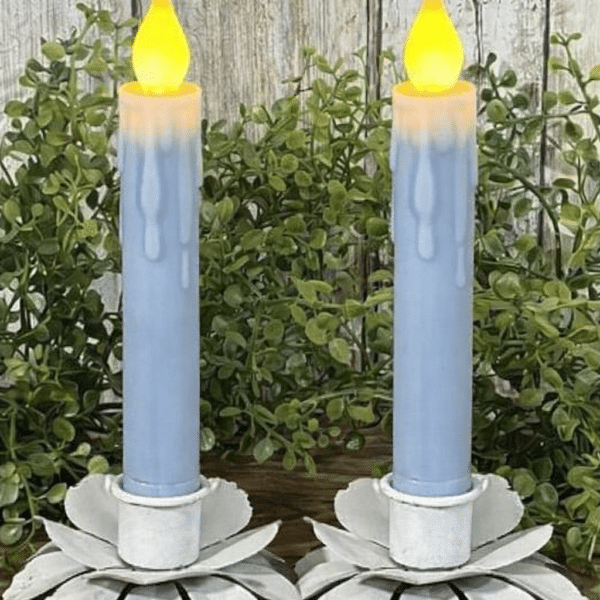 7” Blue Led Timer Taper/ Set of 2