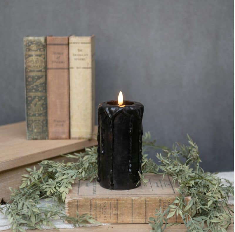 6" Ragon House Black 3D Flame Pillar Candle