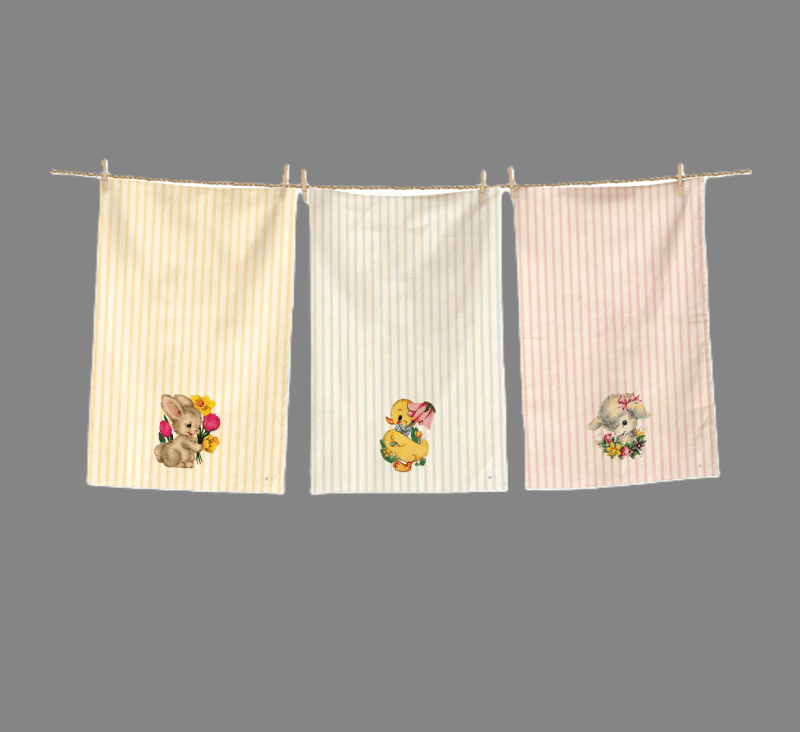 Vintage Spring Animals Tea Towel Set