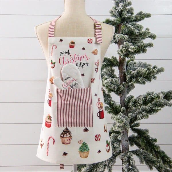 Sweet Christmas Childs Apron and Mitt Set