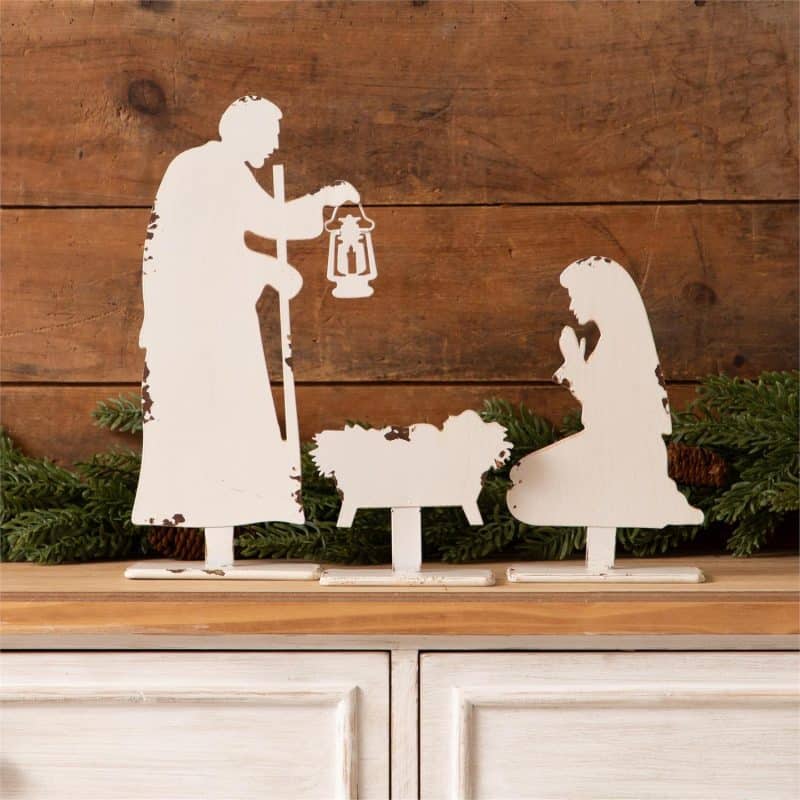 White Silhouette Nativity 3 Piece Set