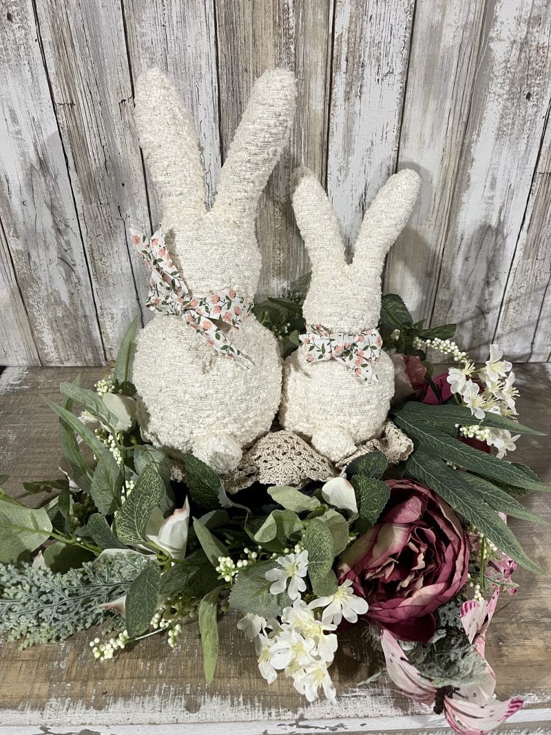 Fleece Cottontail Bunny w/ Bowtie Set of 2
